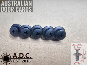 Panel Clips - Cross Slot Screw Rivet Clips – Open End Retaining Fasteners – OEM Part Numbers in Description