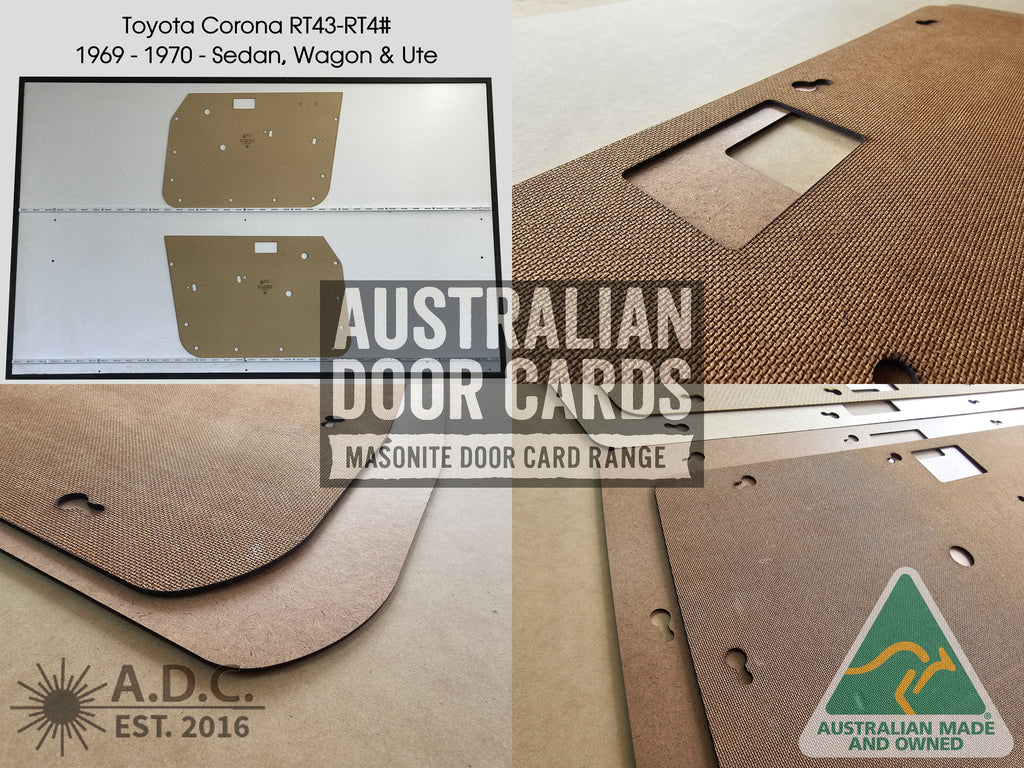 Door Cards Fit Toyota Corona RT43-4# 1969-70 Sedan Wagon Ute Quality Masonite x2