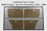 Door Cards Fits BMW 5 Series Second Generation 1981-1988 E28 Sedan Quality Masonite x4