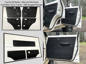 ABS Waterproof Full Kit (Tailgate, Cargo & Door Cards) Fits Toyota Landcruiser FJ60 FJ62 Series Manual/Electric Windows x7
